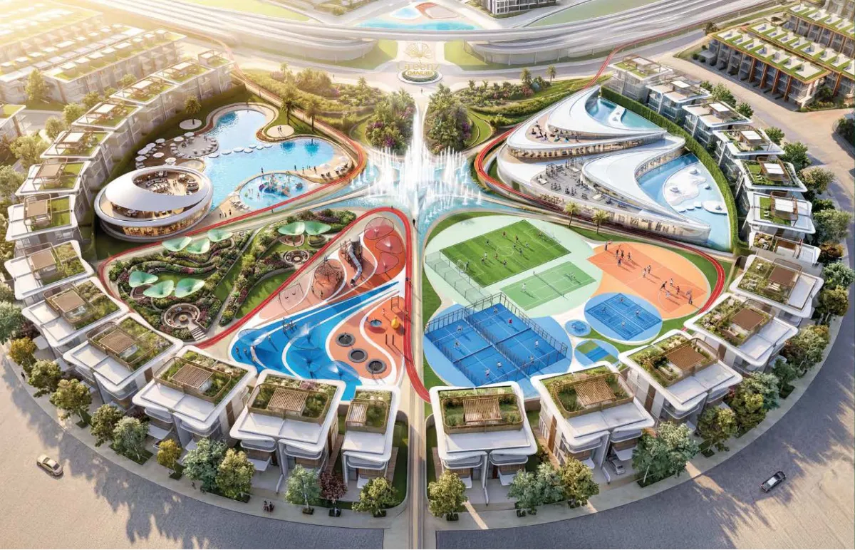 Aerial view of the Greenz community and amenities (artist's impression)